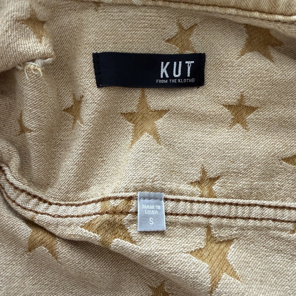 Kut from the Kloth Star Embroidered Denim Jacket Womens Small Brown 90s Y2K - Picture 4 of 8